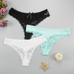 Woman Sexy Thongs Underwear Transparent Lace Panties 6pcs/lots